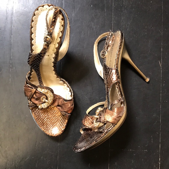 Vera Bella Shoes - Stunning💛Italian Vintage Heels Snakeskin Bronze